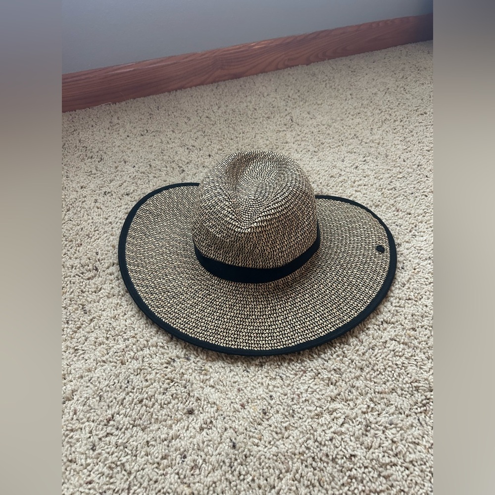 CALIA Tan and Black Wide Brim Sun Hat